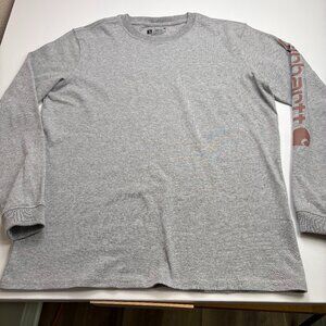 Carhartt Sleeve Logo Long Sleeve T-Shirt Gray Womens Medium